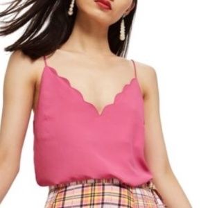 Topshop Hot Pink Scallop Camisole